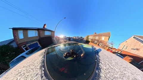 Ultra Wide Special View of British Urban City Streets During Car Drive Stock Footage 327085286
