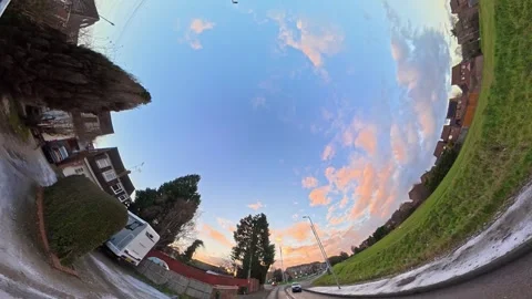 Ultra Wide Special View of British Urban City Streets During Car Drive Vídeo Stock 327086074