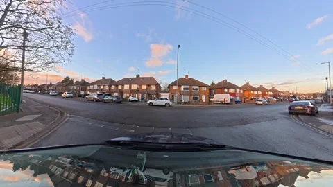 Ultra Wide Special View of British Urban City Streets During Car Drive Vídeo Stock 327086606