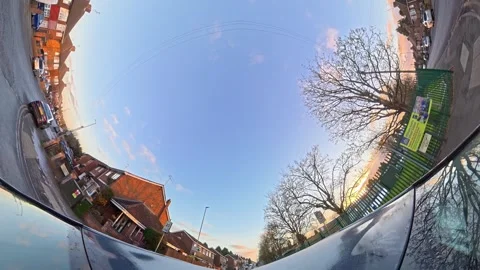 Ultra Wide Special View of British Urban City Streets During Car Drive Vídeo Stock 327086784