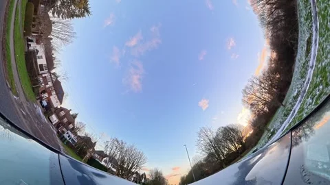 Ultra Wide Special View of British Urban City Streets During Car Drive Stock Footage 327086793
