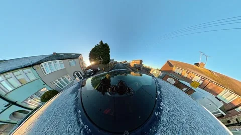 Ultra Wide Special View of British Urban City Streets During Car Drive Stock Footage 327086899