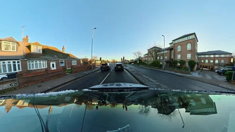 Ultra Wide Special View of British Urban City Streets During Car Drive Vídeo Stock 327088974
