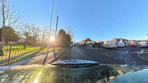 Ultra Wide Special View of British Urban City Streets During Car Drive Stock-Footage 327089157
