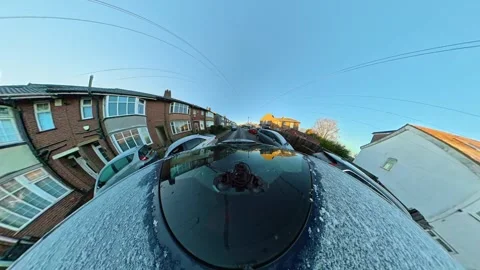 Ultra Wide Special View of British Urban City Streets During Car Drive Vídeo Stock 327089524