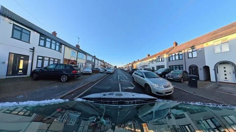 Ultra Wide Special View of British Urban City Streets During Car Drive Vídeo Stock 327089607