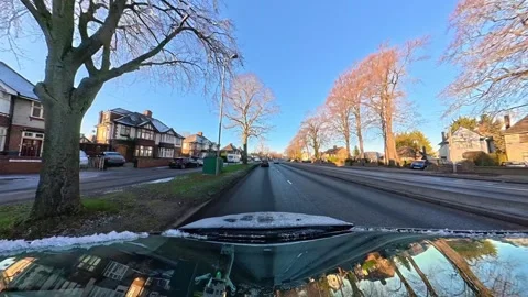 Ultra Wide Special View of British Urban City Streets During Car Drive Vídeo Stock 327089714