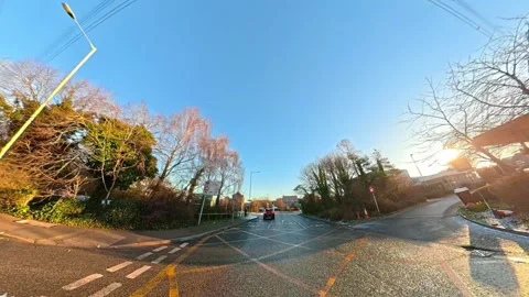 Ultra Wide Special View of British Urban City Streets During Car Drive Vídeos de archivo 327091142
