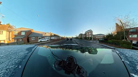 Ultra Wide Special View of British Urban City Streets During Car Drive Stock Footage 327091296