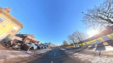 Ultra Wide Special View of British Urban City Streets During Car Drive Vídeos de archivo 327091768