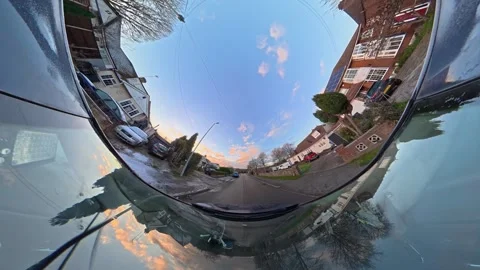 Ultra Wide Special View of British Urban City Streets During Car Drive Vídeo Stock 327093441