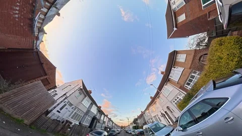 Ultra Wide Special View of British Urban City Streets During Car Drive Vídeos de archivo 327093580