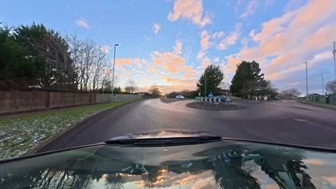 Ultra Wide Special View of British Urban City Streets During Car Drive Stock Footage 327093727