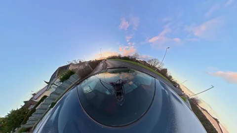 Ultra Wide Special View of British Urban City Streets During Car Drive Stock Footage 327093761