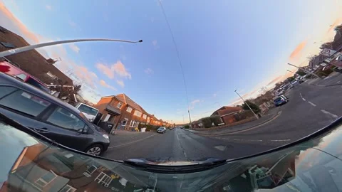 Ultra Wide Special View of British Urban City Streets During Car Drive Vídeos de archivo 327093962