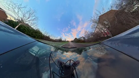 Ultra Wide Special View of British Urban City Streets During Car Drive Stock Footage 327094000