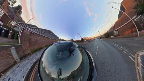Ultra Wide Special View of British Urban City Streets During Car Drive Vídeo Stock 327094063
