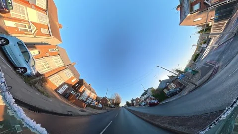 Ultra Wide Special View of British Urban City Streets During Car Drive Vídeos de archivo 327094177