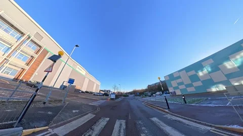 Ultra Wide Special View of British Urban City Streets During Car Drive Stock Footage 327094667