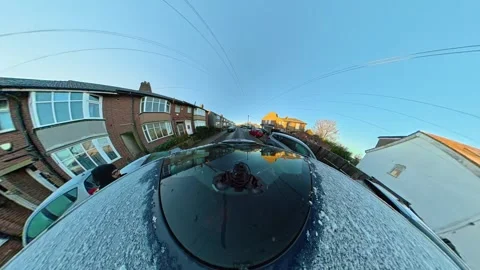 Ultra Wide Special View of British Urban City Streets During Car Drive Vídeos de archivo 327094694