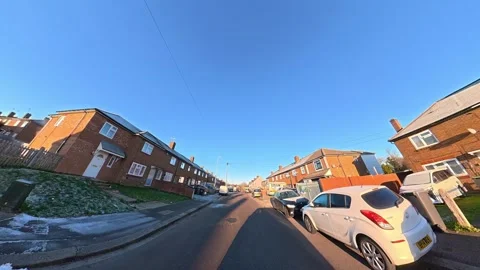 Ultra Wide Special View of British Urban City Streets During Car Drive Vídeo Stock 327094808
