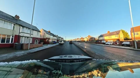 Ultra Wide Special View of British Urban City Streets During Car Drive Stock-Footage 327094810