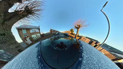 Ultra Wide Special View of British Urban City Streets During Car Drive Stock Footage 327095062