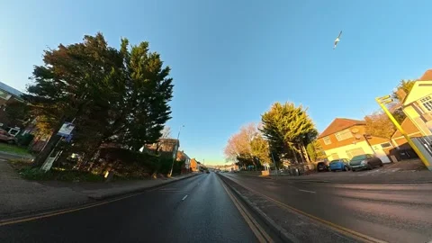 Ultra Wide Special View of British Urban City Streets During Car Drive Stock-Footage 327095120