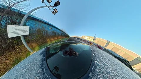 Ultra Wide Special View of British Urban City Streets During Car Drive Vídeos de archivo 327095537