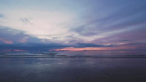 Ultra wide view of after sunset tropical colorful sky over the sea Stock Footage 331281811