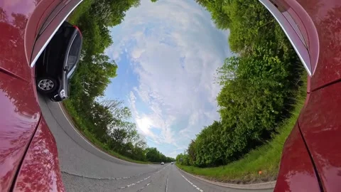 Ultra Wide View of Car Drive Travel on Highways and Motorways Stock Footage 337832971