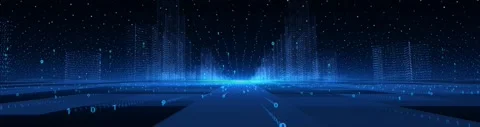 Ultra widescreen background of big data smart city big screen Stock-Footage 136740259