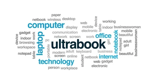Ultrabook animated word cloud. Kinetic typography. Stock Footage 101295395