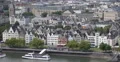 UltraHD 4K Aerial View Cologne Harbor Cruise Ship Old Town Cityscape Historic 4k or 4k+ Resolution