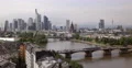 UltraHD 4K Busy Day City Traffic Cars Tram Passing Frankfurt Skyline Aerial View 4k or 4k+ Resolution