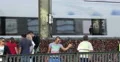 UltraHD 4K Rush Hour High Speed Crossing Railway Bridge Cologne Crowd Passing 4k or 4k+ Resolution
