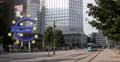 UltraHD 4K Tram Passing Financial Center Frankfurt Euro Sign Central Bank People 4k or 4k+ Resolution