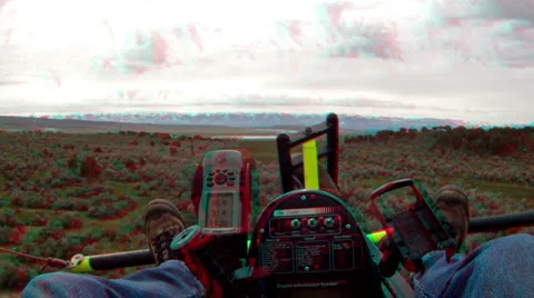 Ultralight across cedar tree hill 3D 002 Stock Footage 3476480