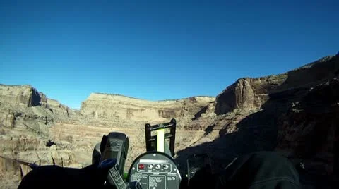 Ultralight aircraft flight deep canyon gorge P HD 0013 Stock Footage