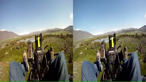 Ultralight over small pond 3D.mp4 Stock Footage 4885314