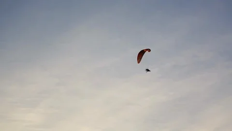Ultralight trike flying in the sky Stock Footage