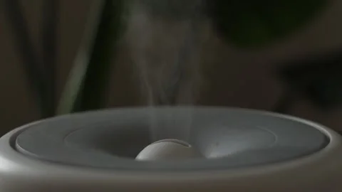 Ultrasonic diffuser, air purifier, humidifier releases stream of cold steam Video stock 257075515