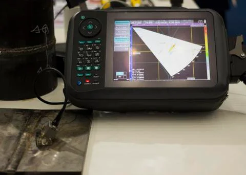 Ultrasonic testing device ; for defect inspection of welding  process Stock Photos