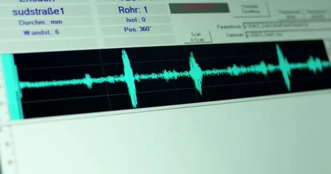 Ultrasonic Waveform on a Testing Software Screen, Pipe Inspection, Static Shot Stock Footage 340359721