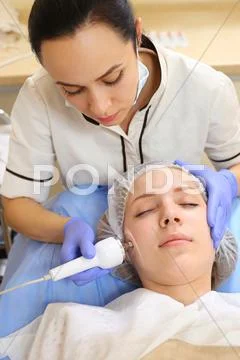 Ultrasound Cavitation anti-aging, Rejuvenation, Lifting Procedure. Stock Photos