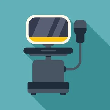Ultrasound machine casting a shadow on turquoise background Illustrazione stock