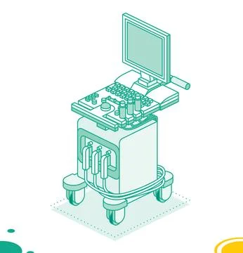 Ultrasound scanner machine with a screen. Isometric modern object isolated .. Stock Illustration