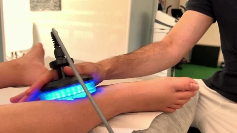 Ultrasound treatment on the foot Stock Footage