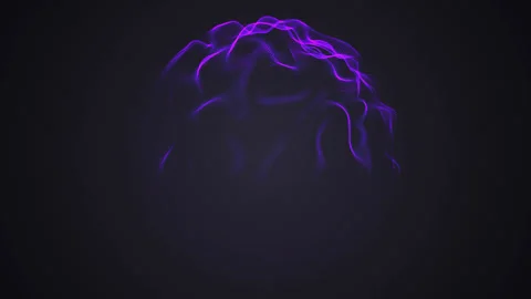 Ultraviolet 3D sphere with wavy pixelated surface on black background Stock Footage 258449040