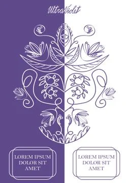 Ultraviolet and white vertically divided background with monoline vintage イラスト素材